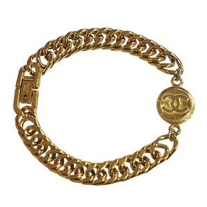 Repurposed Chanel Pendant in Large Cuban Link Bracelet